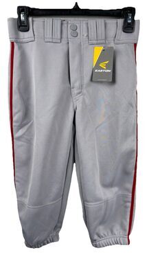 NWT Easton Youth YXL Boy's Gray Red Stripe Piped Pro+ Knicker Baseball Pants